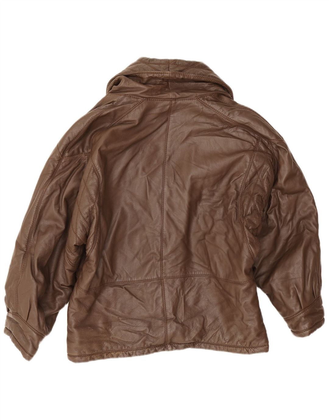 Carla Buti Womens Oversized Leather Jacket IT 46 Large Brown