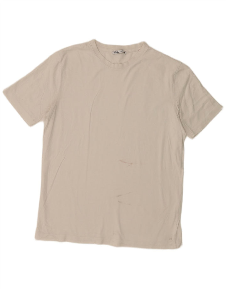 Zara Mens T-Shirt Top Medium White Cotton