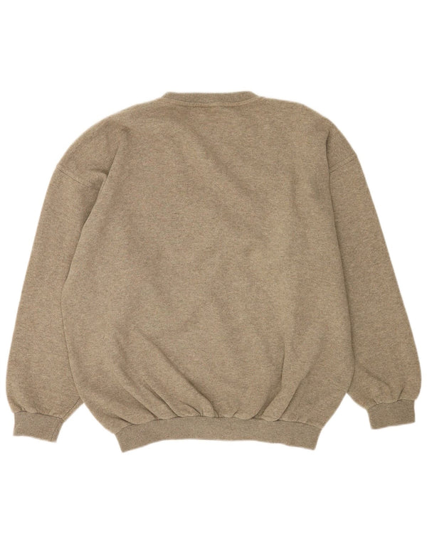 vintage Mens Graphic Sweatshirt Jumper Grand Gris Géométrique Coton