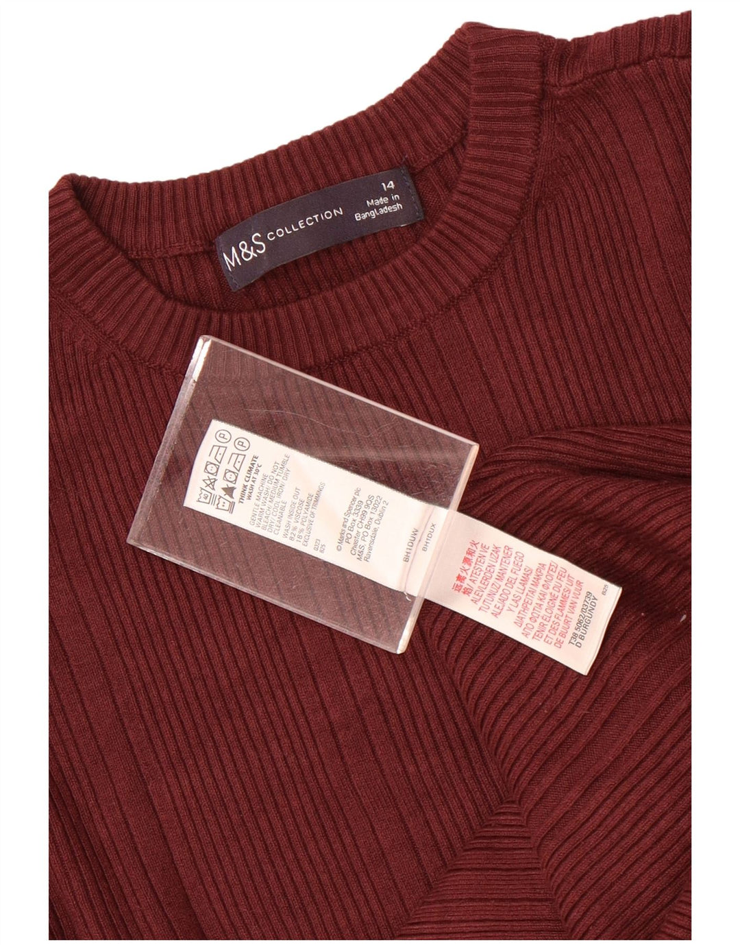 Marks & Spencer Womens Crew Neck Jumper Sweater UK 14 Medium Maroon Viscose