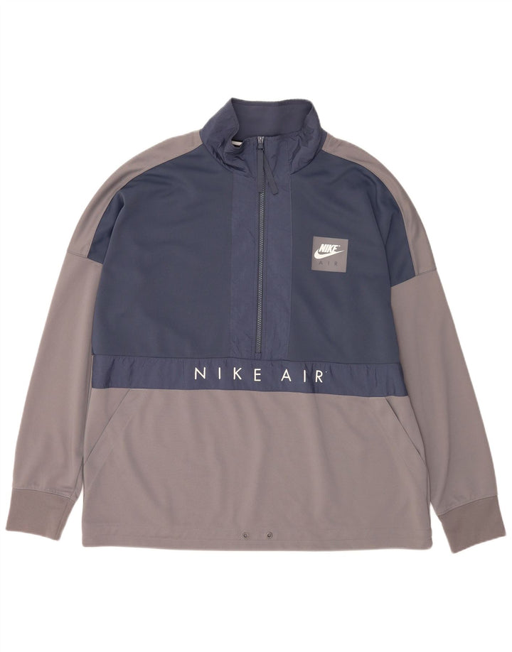 Nike Mens Graphic Zip Neck Sweatshirt Jumper XL Grey Colourblock Polyester