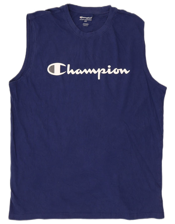 Ανδρικό γραφικό T-Shirt Champion Top Large Navy Blue από βαμβάκι