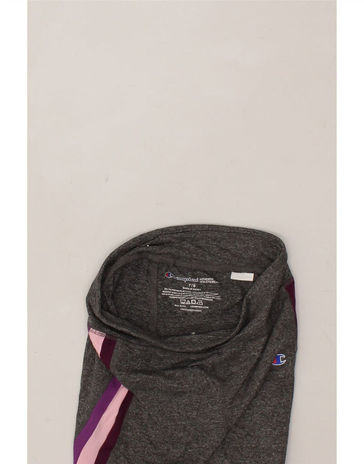 CHAMPION Girls Leggings 7-8 Years  Grey Colourblock Polyester Vintage Champion and Second-Hand Champion from Messina Hembry 