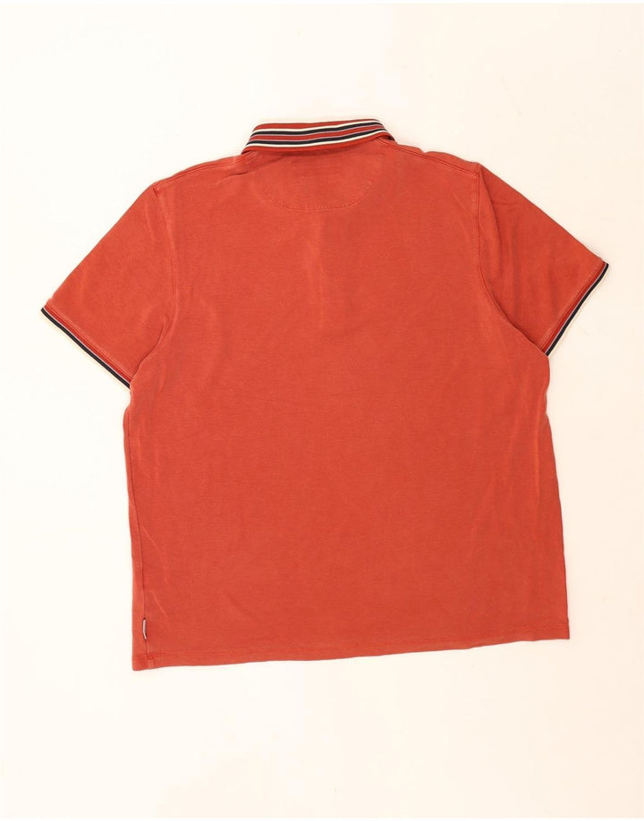 Ted Baker Mens Polo Shirt XL Orange Striped Lyocell