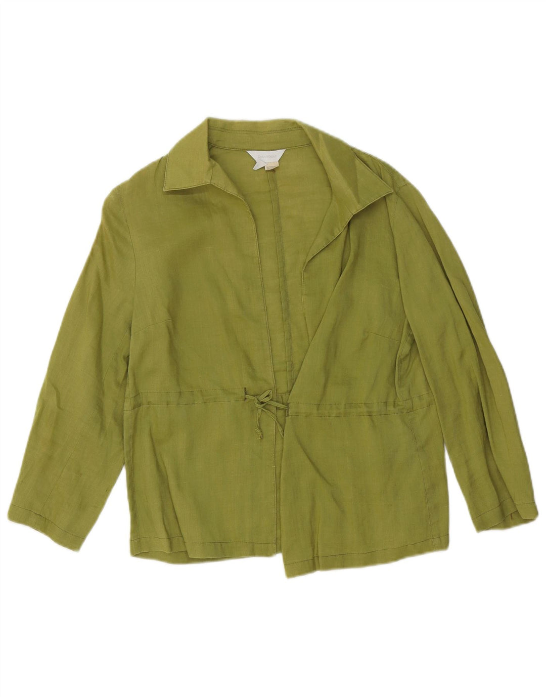 Zara Womens Blazer Jacket UK 16 Large Green Ramie