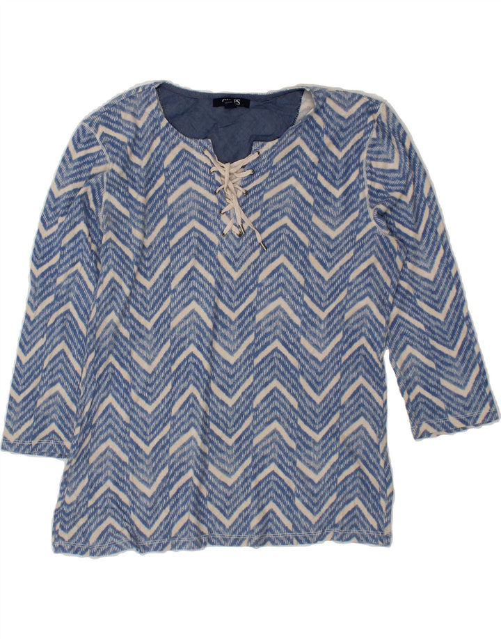 CHAPS Womens Top 3/4 Sleeve UK 16 Large Blue Chevron Cotton Vintage Chaps and Second-Hand Chaps from Messina Hembry 