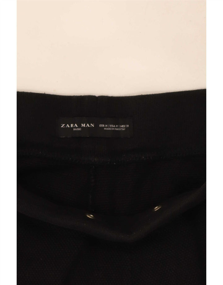 Zara Mens Tracksuit Trousers Joggers Medium Black Cotton