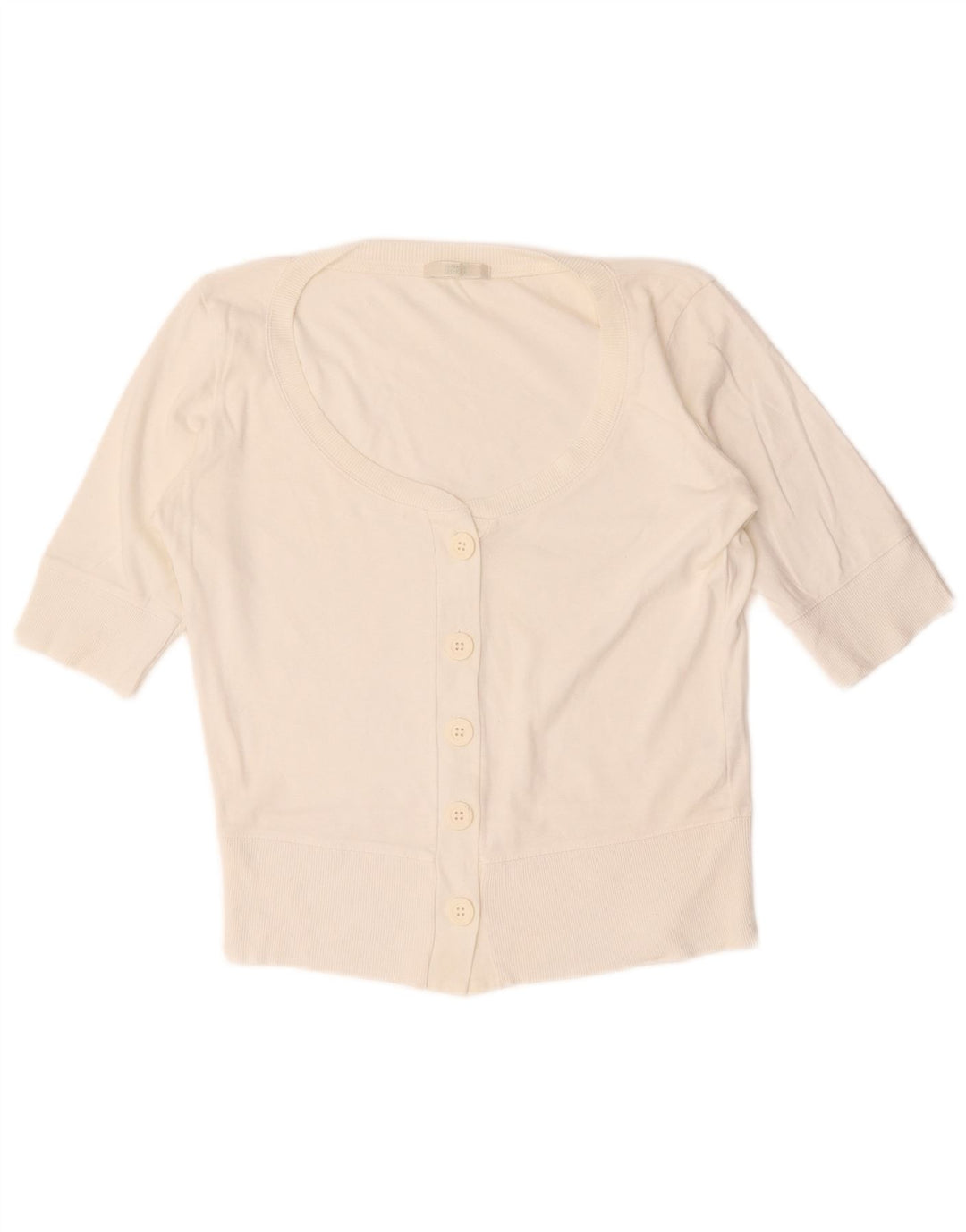 Marks & Spencer Womens Short Sleeve Cardigan Sweater UK 12 Medium White
