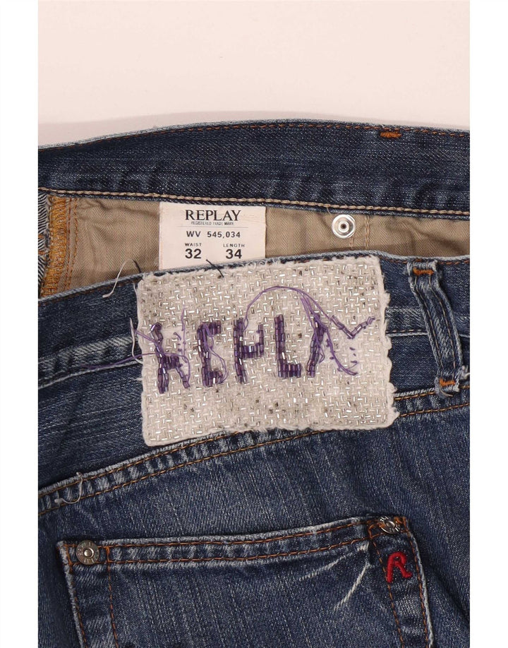 Replay Womens Straight Jeans W32 L34 Blue Cotton