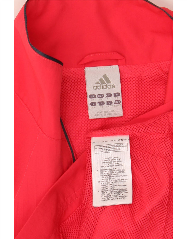 Adidas Womens Tracksuit Top Jacket UK 22 XL  Red Polyester