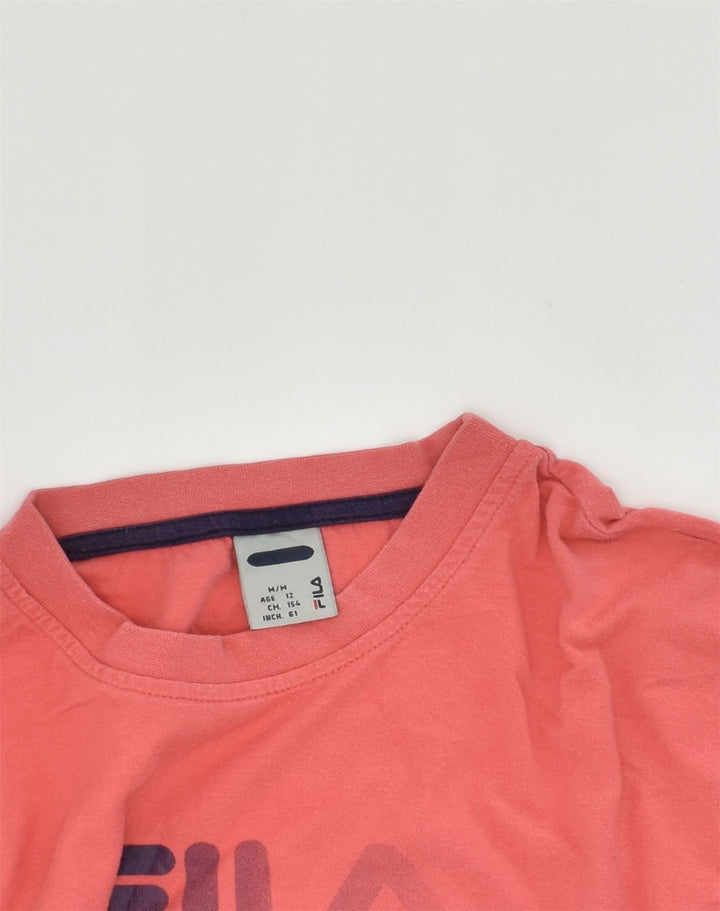 FILA Boys Graphic T-Shirt Top 11-12 Years Pink Cotton | Vintage Fila | Thrift | Second-Hand Fila | Used Clothing | Messina Hembry 