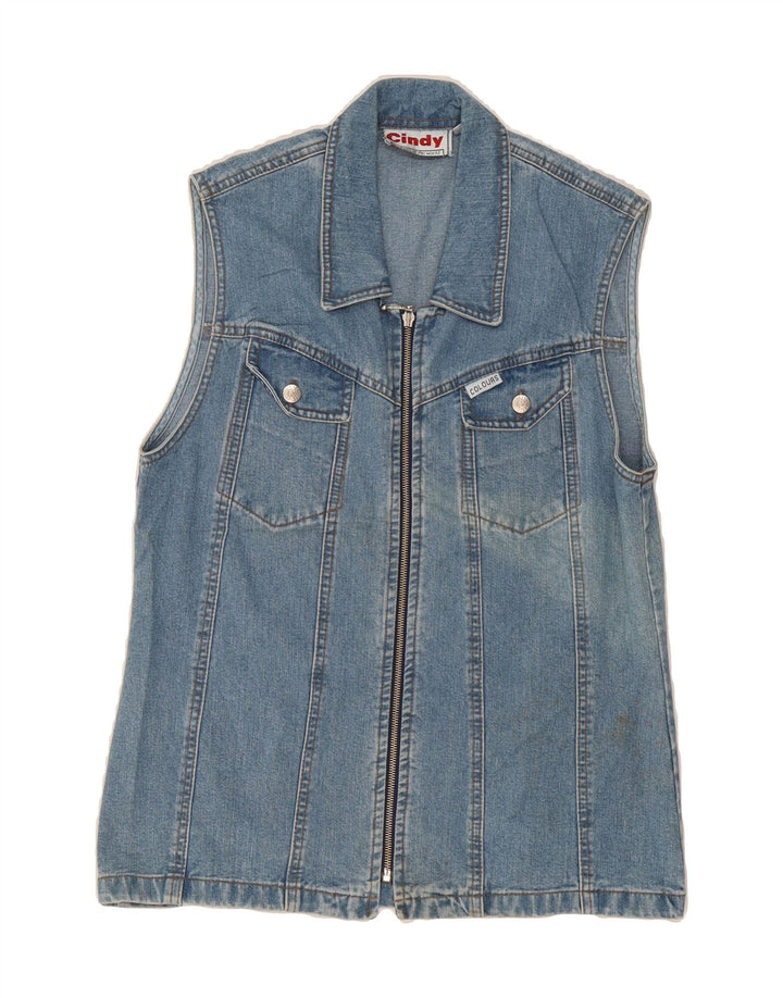 VINTAGE Womens Denim Gilet EU 38/40 Medium Blue Cotton Vintage Vintage and Second-Hand Vintage from Messina Hembry 