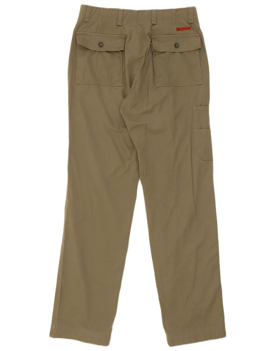 Zip Mens Straight Cargo Trousers IT 48 Medium W32 L34 Khaki Cotton