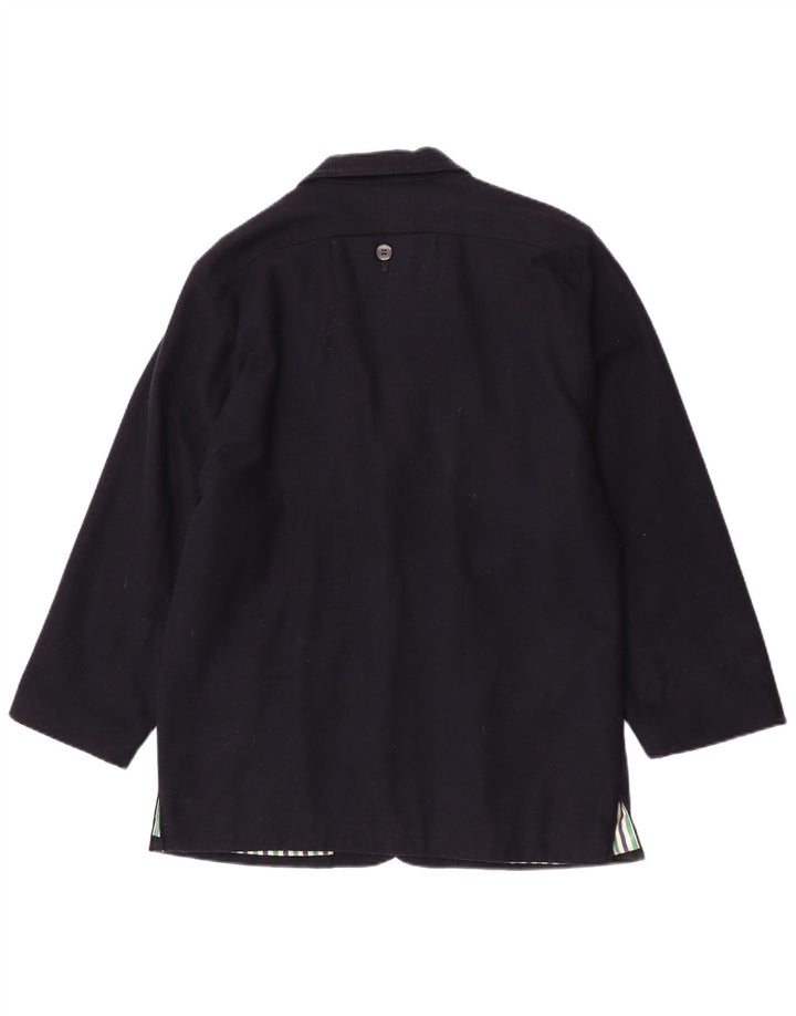 Jaqueta blazer vintage feminina com 3 botões Reino Unido 16 grande azul marinho