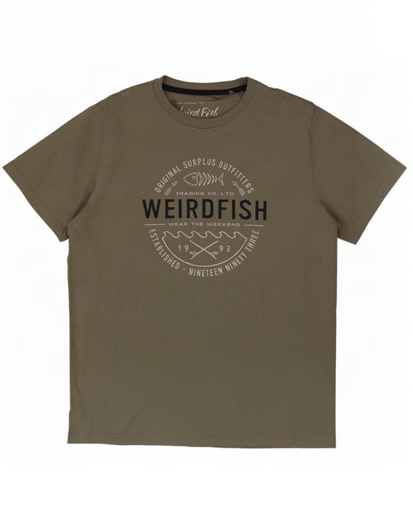 T-shirt grafica da uomo Weird Fish Top grande in cotone kaki