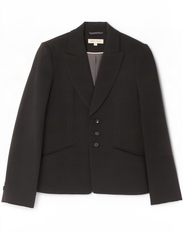 Jaqueta blazer feminina Marks & Spencer Petite 3 botões Reino Unido 8 pequena cinza