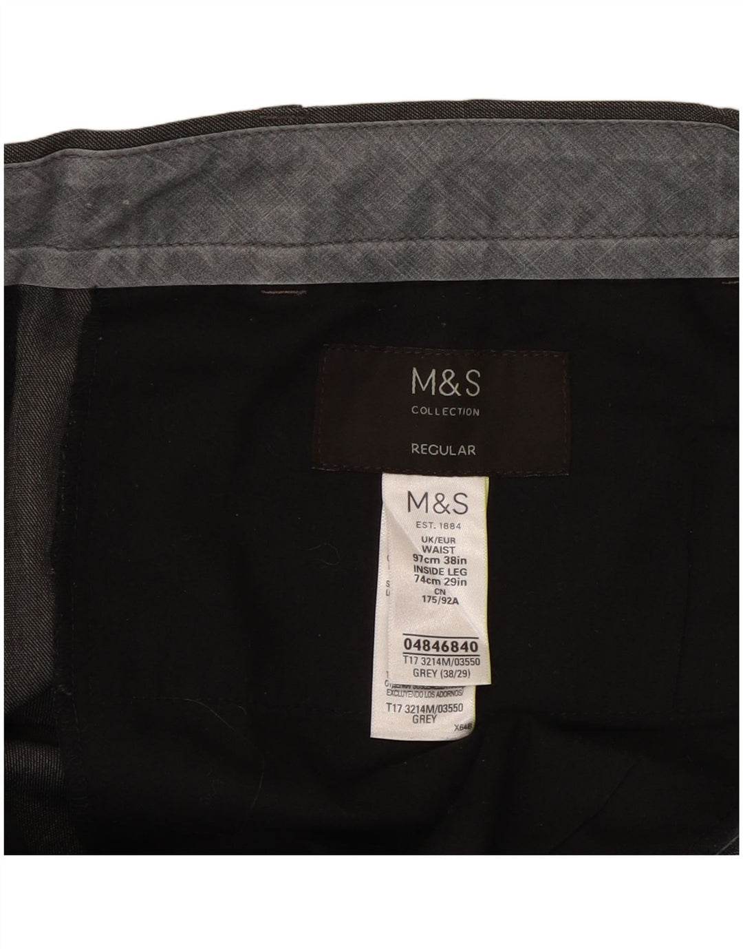 Marks & Spencer Mens Regular Suit Trousers W38 L29 Grey Polyester