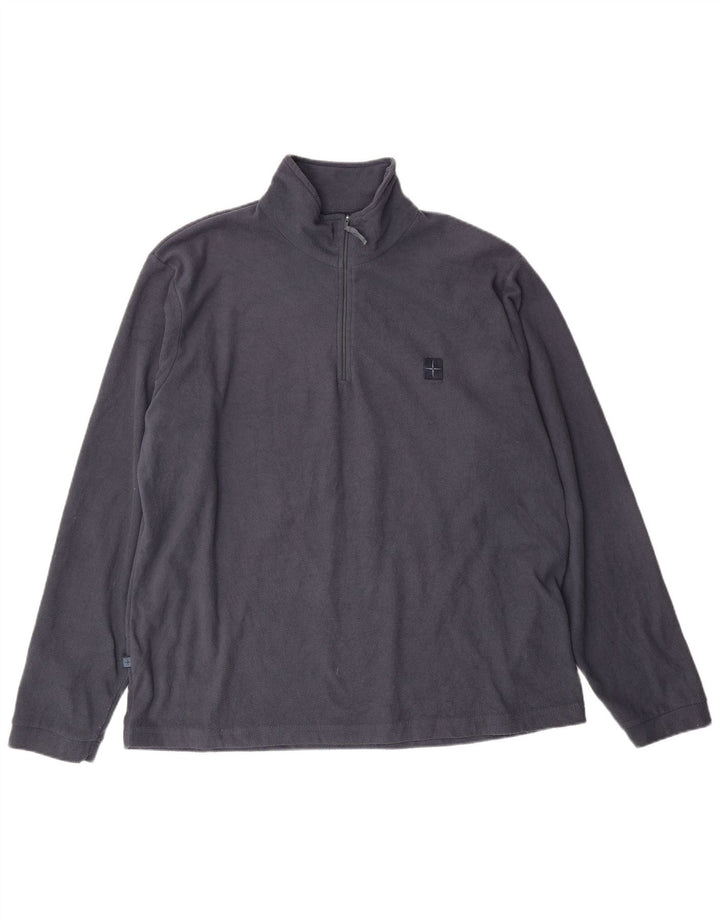 MOUNTAIN WAREHOUSE Mens Zip Neck Fleece Jumper Large Navy Blue Polyester