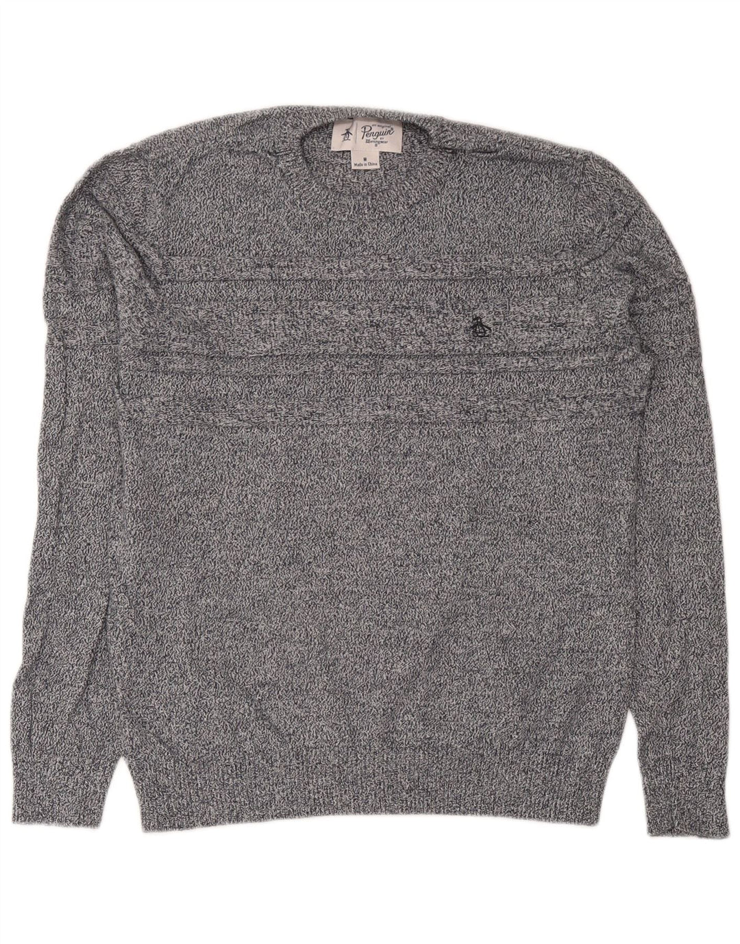 Penguin Mens Crew Neck Jumper Sweater Medium Grey Flecked Cotton