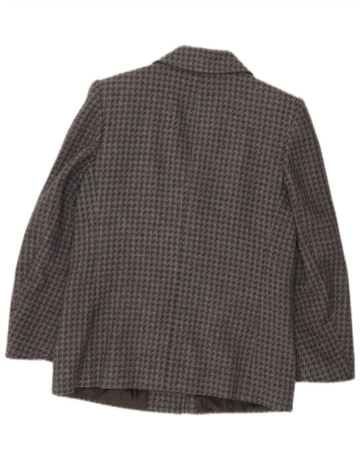 Jaqueta blazer feminina vintage com 2 botões IT 43 Houndstooth cinza médio