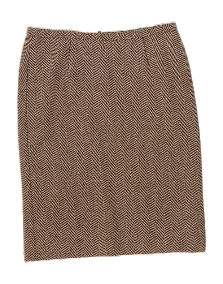 VINTAGE Womens Pencil Skirt W34 Large Brown Herringbone Vintage Vintage and Second-Hand Vintage from Messina Hembry 