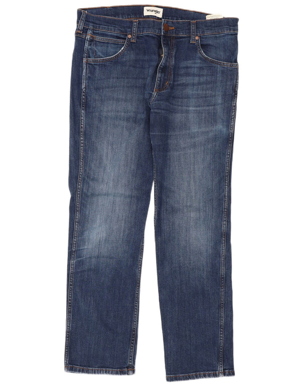 Wrangler Mens Greensboro Straight Jeans W32 L30 Azul Algodão
