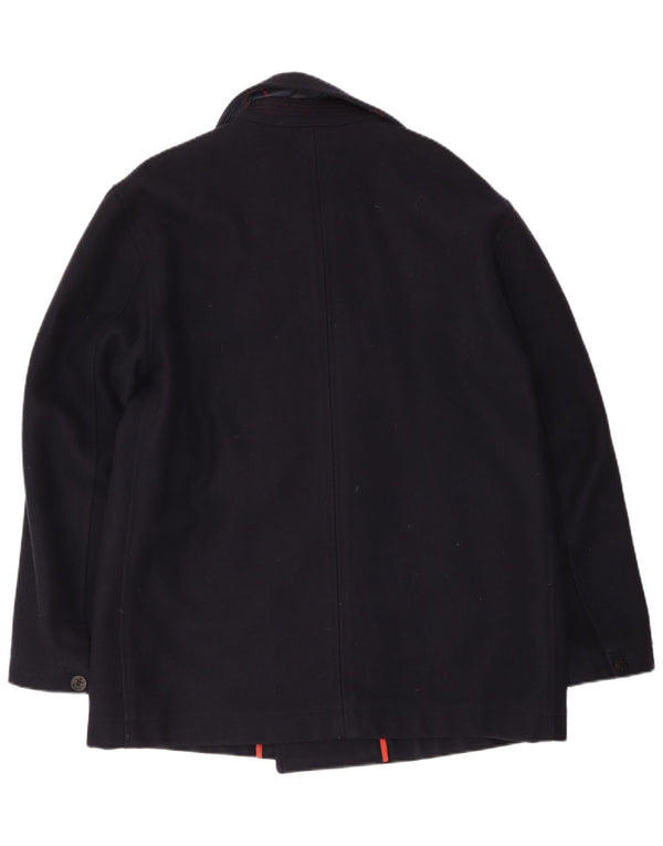Elvstrom Mens Pea Coat UK 42 XL Navy Blue Wool
