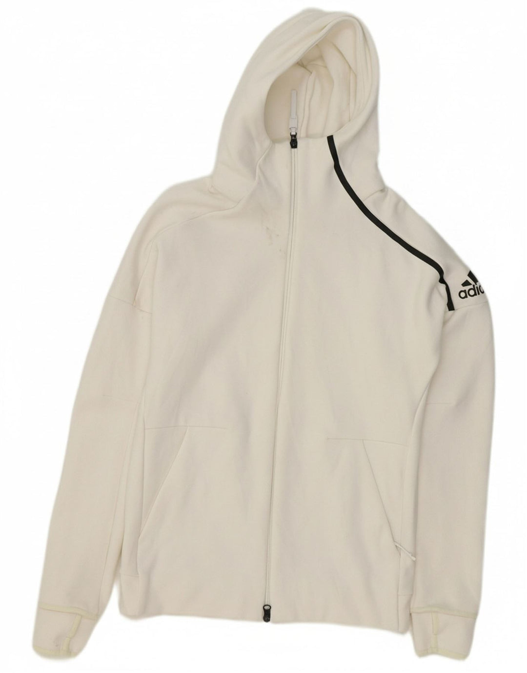 ADIDAS Mens Graphic Zip Hoodie Sweater Small White