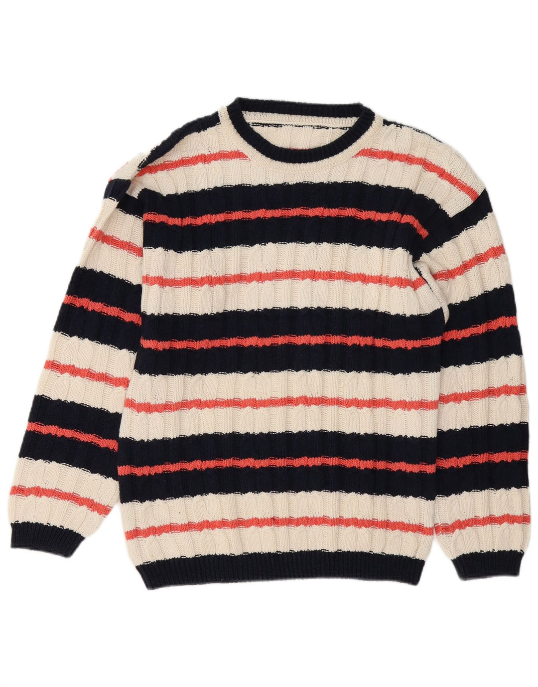 vintage Mens Boat Neck Jumper Pull Moyen Multicolore Rayé