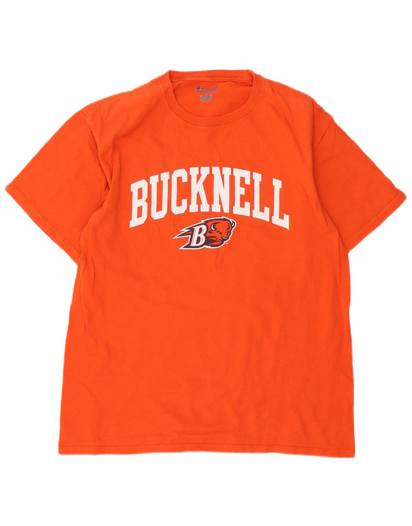 Champion Mens Bucknell Bison Football Graphic T-Shirt Top Large Orange