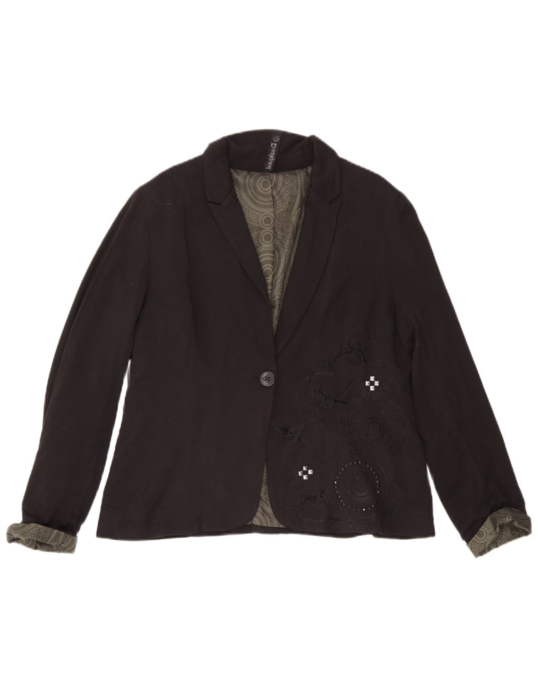 Desigual Dame 1-knaps blazerjakke EU 46 XL Sort viskose