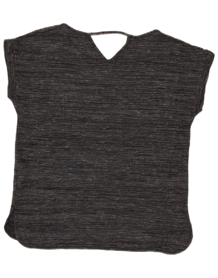 OASIS Womens Oversized Knit Blouse Top UK 10 Small Grey Flecked Viscose