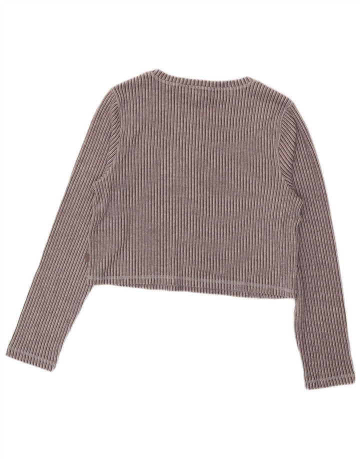 Marks & Spencer Womens Crop Top Long Sleeve UK 16 Large Grey Viscose