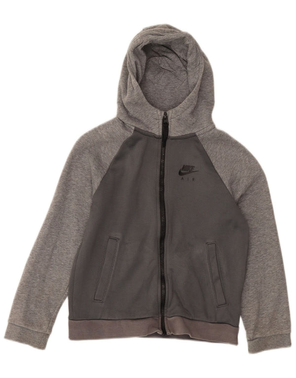 Nike Garçon Zip Sweat à capuche Pull 8-9 ans Petit Gris Colorblock Coton