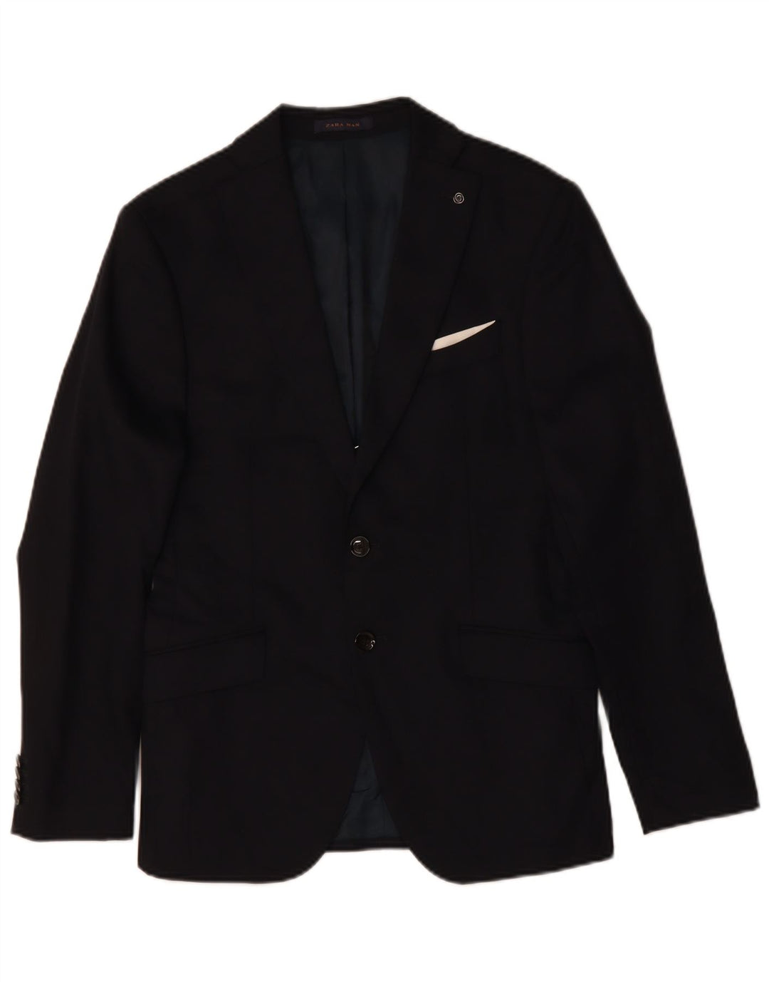 ZARA Mens 2 Button Blazer Jacket Size 40 Medium Navy Blue Polyester