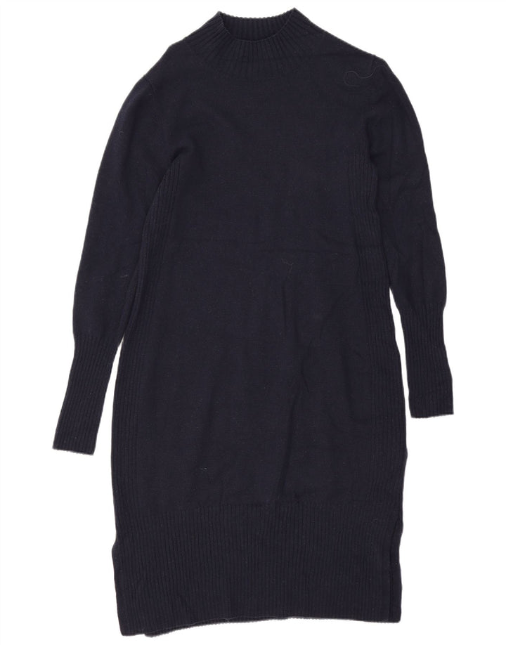 Hobbs Womens Jumper Dress UK 12 Medium Navy Blue Wool