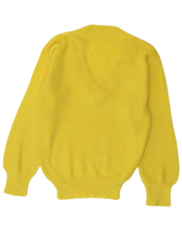 Vintage Damen V-Ausschnitt Pullover Pullover UK 16 Groß Gelb