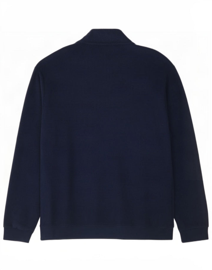 Adidas Herren-Fleecepullover mit Reißverschluss am Hals, mittelmarineblaues Polyester