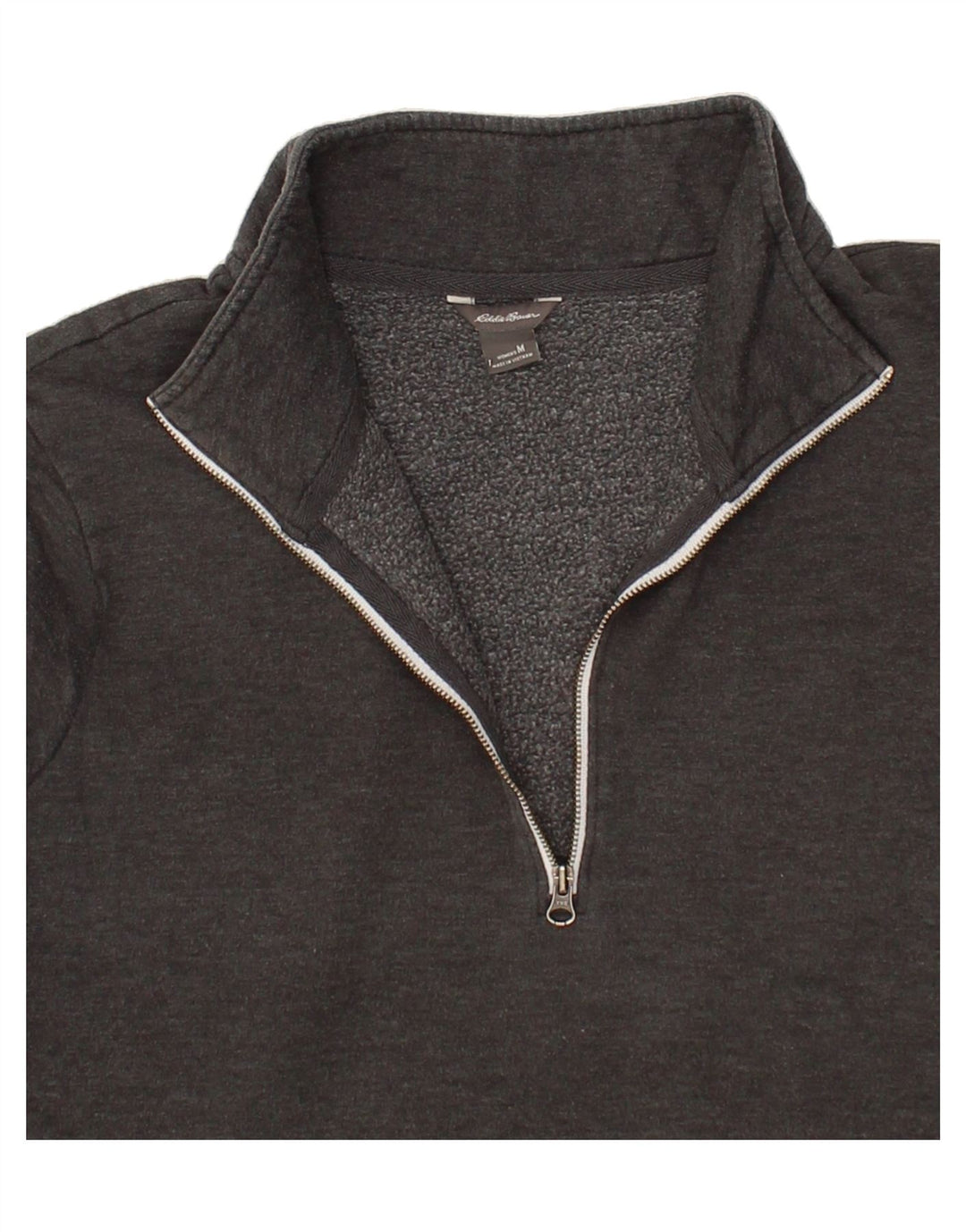 EDDIE BAUER Womens Zip Neck Sweatshirt Jumper UK 14 Medium Grey Cotton Vintage Eddie Bauer and Second-Hand Eddie Bauer from Messina Hembry 