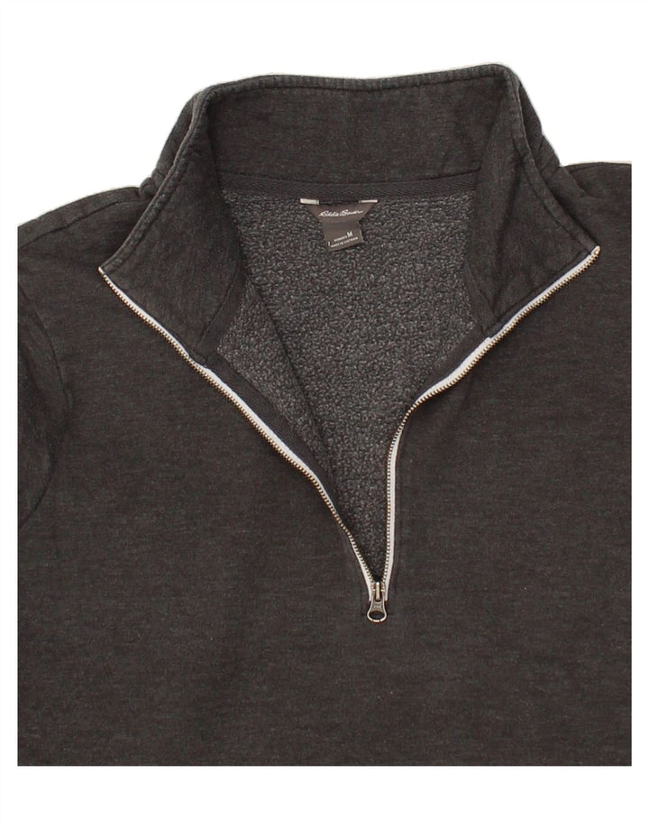 EDDIE BAUER Womens Zip Neck Sweatshirt Jumper UK 14 Medium Grey Cotton Vintage Eddie Bauer and Second-Hand Eddie Bauer from Messina Hembry 