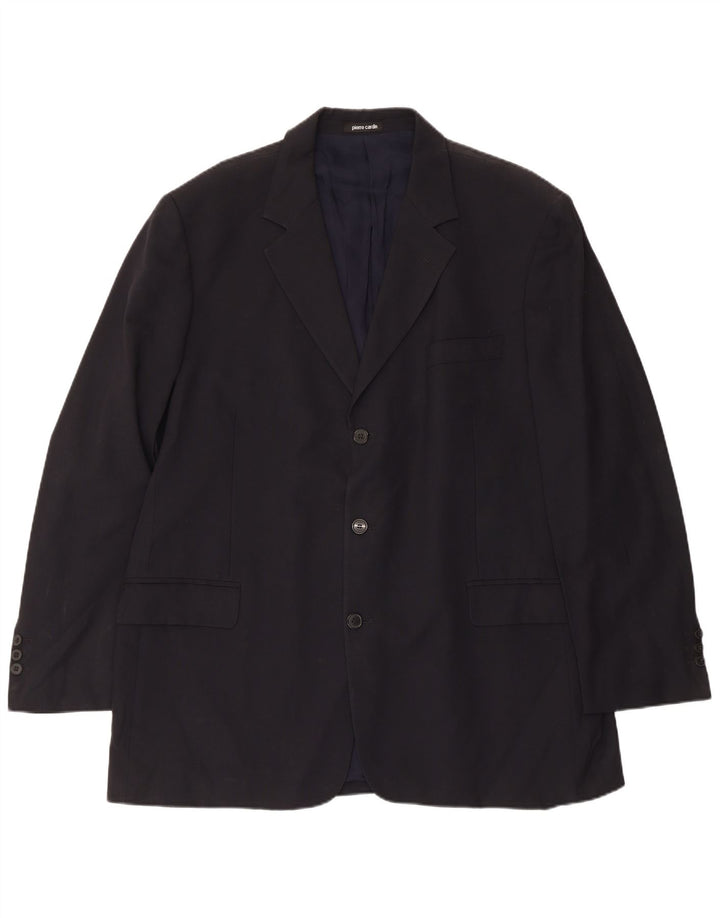 PIERRE CARDIN Mens 3 Button Blazer Jacket UK 38 Medium Navy Blue Wool