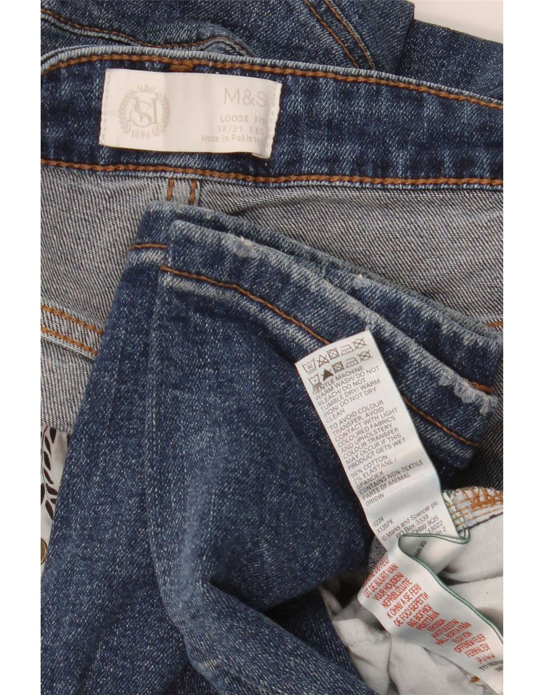Marks & Spencer Mens Loose Jeans  W38 L31 Navy Blue Cotton