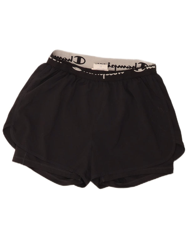Champion Womens Graphic Sport Shorts UK 18 XL Black Polyester