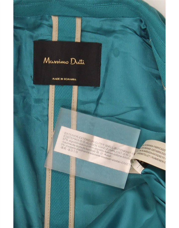Massimo Dutti Womens 1 Button Blazer Jacket EU 40 Medium Blue Cotton