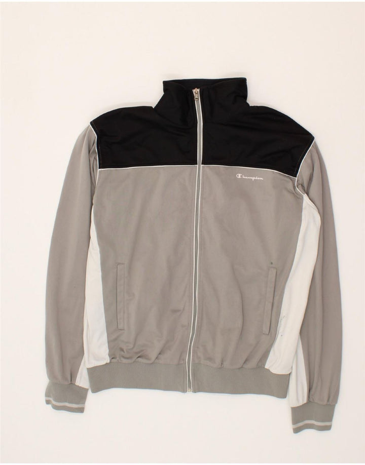 CHAMPION Mens Tracksuit Top Jacket XL Grey Colourblock Polyester Vintage Champion and Second-Hand Champion from Messina Hembry 