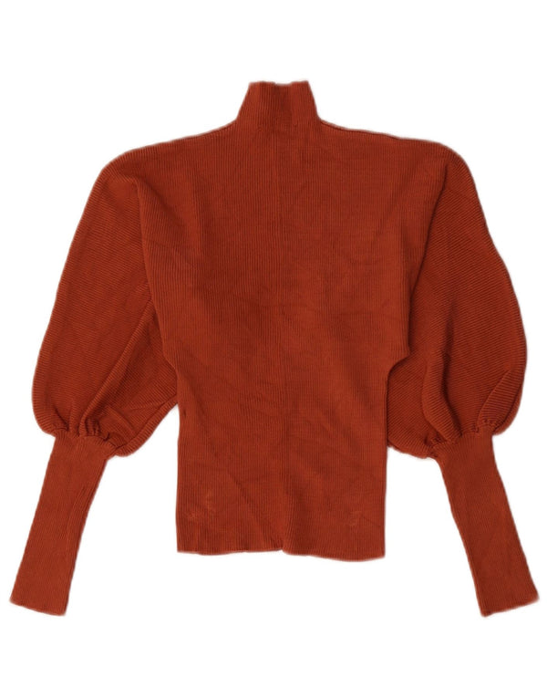 Zara Womens Crop Turtle Neck Jumper Sweater UK 8 Small Orange Viscose