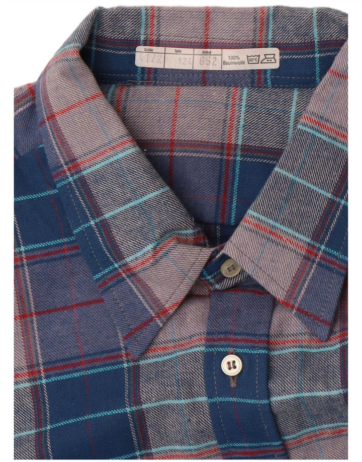 Vintage Mens Flannel Shirt Size 41 Large Blue Check Cotton