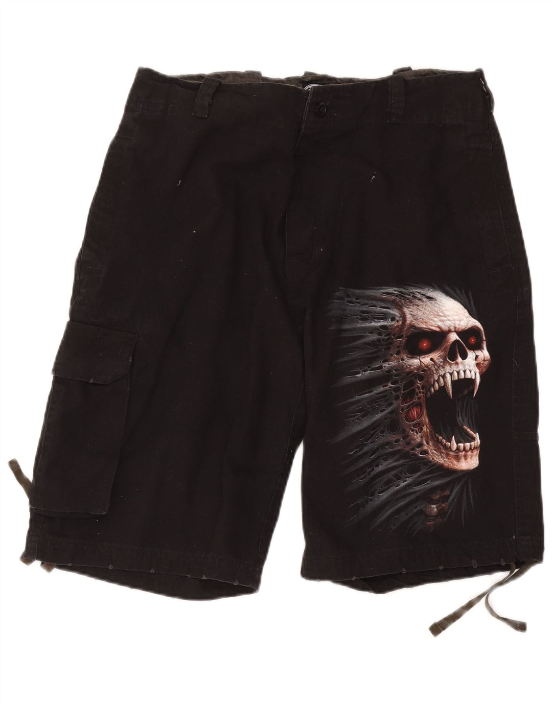 Spiral Mens Graphic Cargo Shorts Medium W36 Black Cotton Gothic