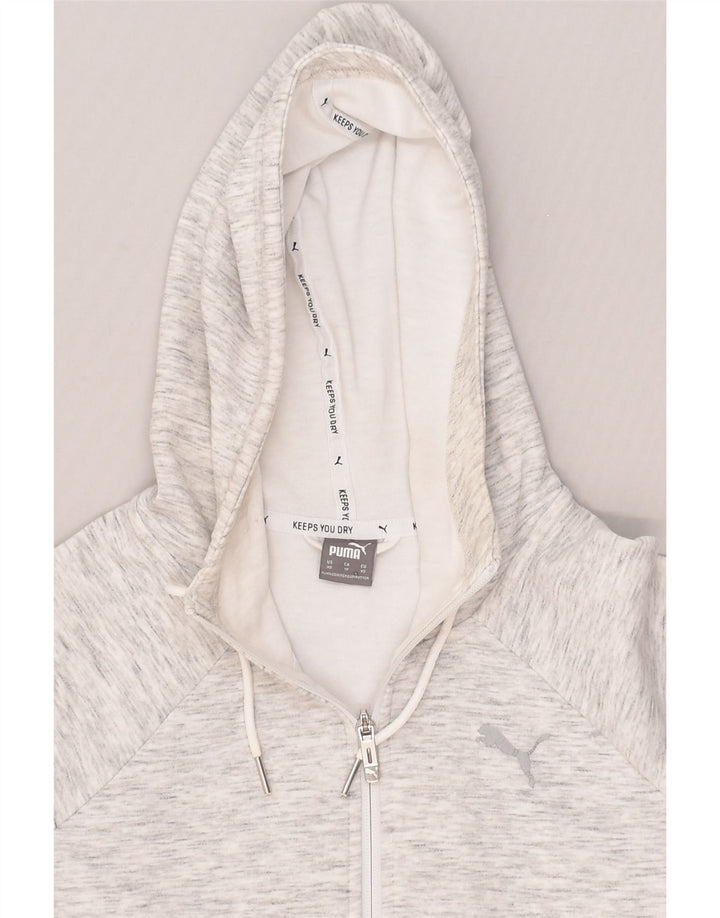 PUMA Womens Zip Hoodie Sweater UK 6 XS Grey | Vintage Puma | Thrift | Second-Hand Puma | Used Clothing | Messina Hembry 