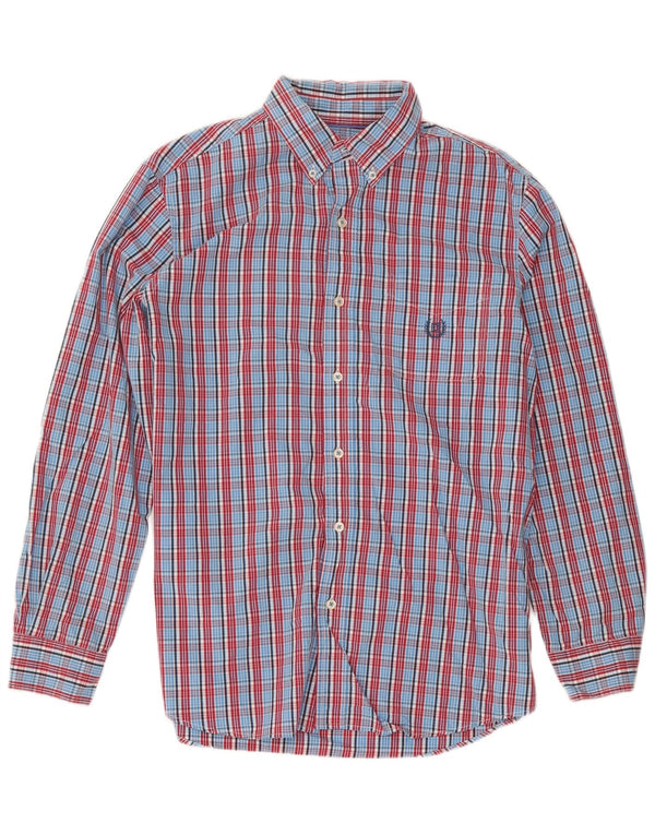 Chaps Mens Shirt Medium Blue Check Cotton
